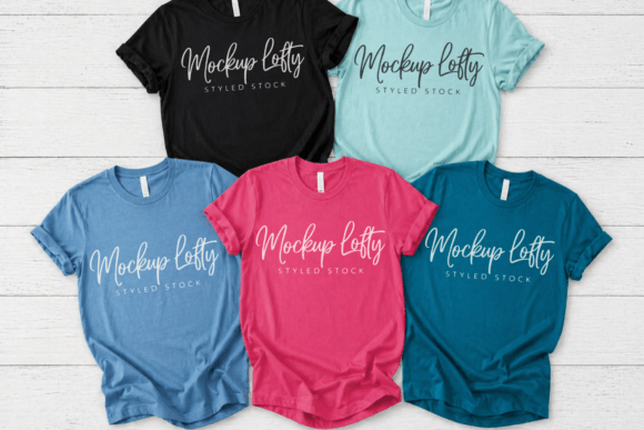 Download Bella Canvas 3001 Group Flat Lay Mockup - Bella canvas Collection