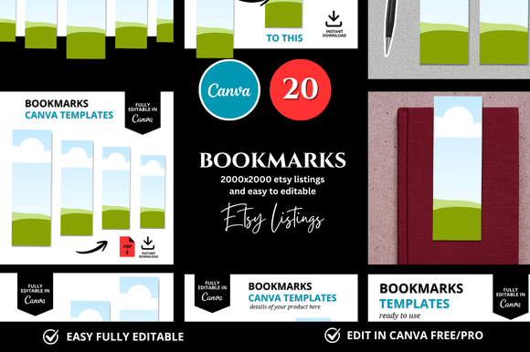 Download 20 Bookmark Etsy Mockup - Premium Bundle